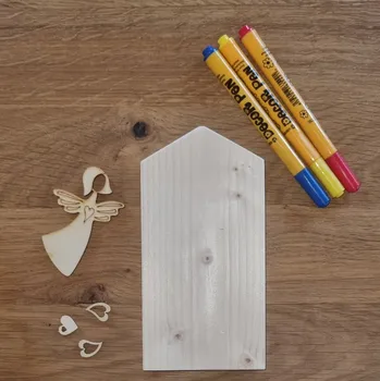 kreativní sada Dřevěný domeček a andílek - polotovar k dotvoření