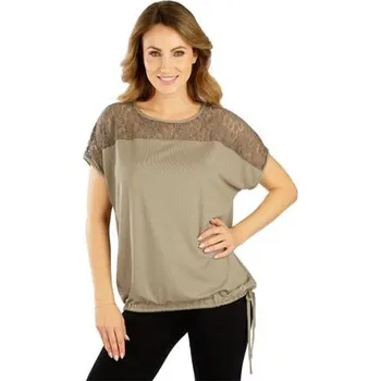 Dámské triko s krátkým rukávem Litex 5E268 béžovošedá L