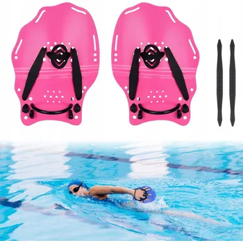 Plavecké brýle Tréninkové plavecké pádla na ruce velikosti M, růžové, nastavitelné