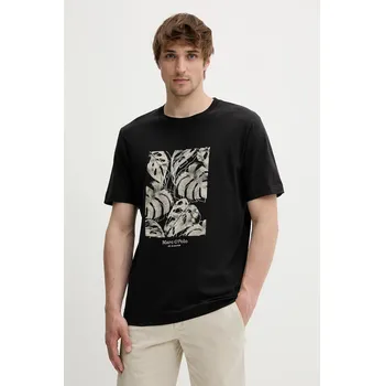 Pánské tričko Tričko Marc O'Polo pánské, černá barva, s potiskem, 524201251246 99X, vel. M