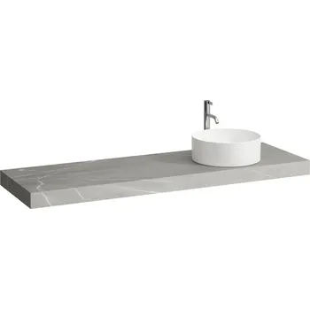 Umyvadlo LAUFEN ARUN - umyvadlová deska 1600, s výřezem vpravo, tloušťka 80 mm, vč. otvoru pro baterii, včetně 3 nástěnných držáků, H4191471517701