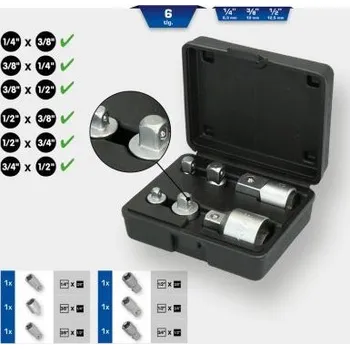 Brilliant Tools BT024006 Souprava adaptérů, 6dílná, 1/4" + 3/8" + 1/2" + 3/4"