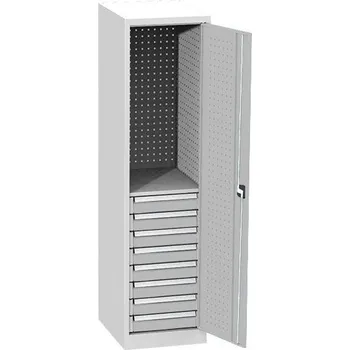 Skříňka na nářadí Univerzální dílenská skříň, 1 police, 8 zásuvek, 1950 x 505 x 600 mm, ŠEDÁ