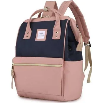 Městský batoh Himawari dámský batoh s USB Denim Růžovo-modrý 19L Himawari 9001s9