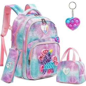 Dětský batoh Jasmine Dívčí školní batoh set 3v1 Unicorn Popit Multi 24L DANIVIVI D2472