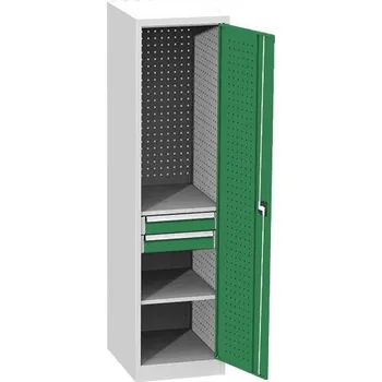 Skříňka na nářadí Univerzální dílenská skříň, 2 police, 2 zásuvky, 1950 x 505 x 600 mm, ZELENÁ