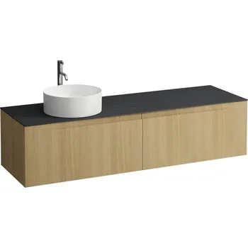 Nábytek LAUFEN ARUN - zásuvkový element 1600, se 2 zásuvkami, s výřezem vlevo, s vrchní deskou Ardesia Nera vč. otvoru pro baterii, H4151461512501