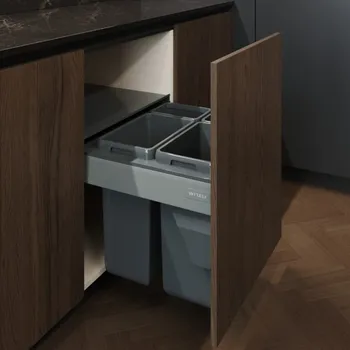 Odpadkový koš Odpadkový 4-koš Elegance, 2x27 + 2x9 l, 562-568x506x570, K60-šedý plast