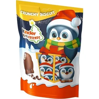 Čokoláda Mini čokoládky KINDER FRIENDS 122 g - mléčné / crunchy - VÝPRODEJ !!! DMT: 4/2025 (plněná mléčná čokoláda s mléčnou náplní / mini čokoládky KINDER / v sáčku)