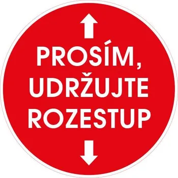 Podlahová značka s laminací - Prosím, udržujte rozestup, Ø 30 cm