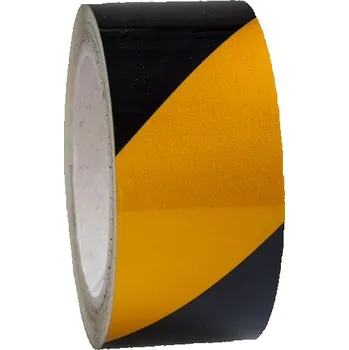 parkovací zábrana Označovací výstražná reflexní páska černo-žlutá – levá (5 cm x 15 m)