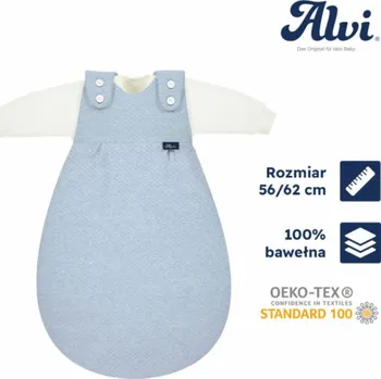 Spacák Alvi ALVI Baby-Mäxchen, Spací pytel - speciální tkanina - 3dílná prošívaná deka aqua 56/62