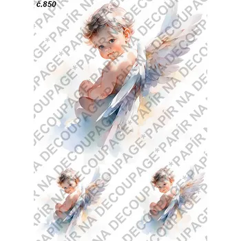 Umělecký papír Rýžový a soft papír na decoupage - Andílek, cherubínek - KB0850 Materiál: Soft, Rozměr: A4