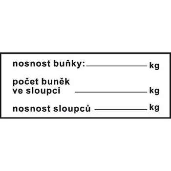 Nosnost buňky….kg / Počet buněk ve sloupci…. / Nosnost sloupců ….kg, Fólie papír f. 7,1 x 2,7 cm
