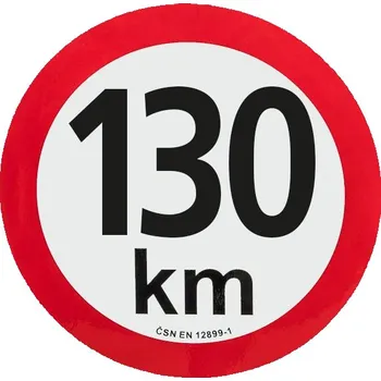 Označení max. rychlosti 130 km/h, reflexní fólie I. třídy Ø 20 cm