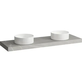 Nábytek LAUFEN ARUN - umyvadlová deska 1600, s výřezem vlevo a vpravo, tloušťka 80 mm, včetně 3 nástěnných držáků, H4191441517701