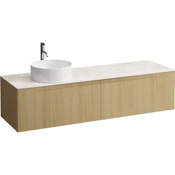 Nábytek LAUFEN ARUN - zásuvkový element 1600, se 2 zásuvkami, s výřezem vlevo, s vrchní deskou Botticino Crema vč. otvoru pro baterii, H4171461512501