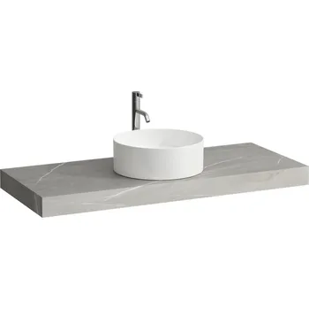 Umyvadlo LAUFEN ARUN - umyvadlová deska 1200, s výřezem uprostřed, tloušťka 80 mm, vč. otvoru pro baterii, včetně 2 nástěnných držáků, H4191251517701