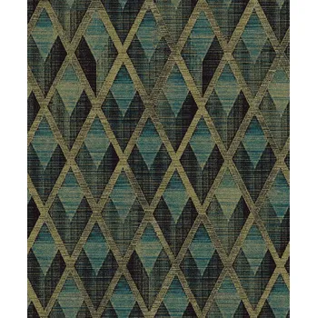 Tapeta Masureel Geometrická vliesová tapeta na zeď, zeleno-zlatá, CAB503, The Texture Book, Masureel, velikost 10,05 x 0,53 m
