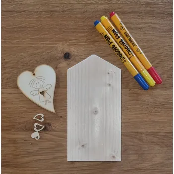 kreativní sada Dřevěný domeček a veselý andílek v srdíčku - polotovar k dotvoření