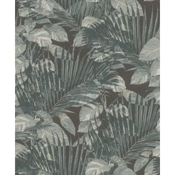 Tapeta Vliesová tapeta listy - černá, modrá 600179 / Tapety na zeď Schöner Wohnen CL (0,53 x 10,05 m) Rasch