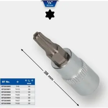 Gola hlavice Brilliant Tools BT020983 Nástrčný ořech s bitem 1/4", Torx, s čelním otvorem, TB20