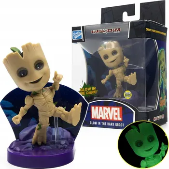 Figurka Marvel FIGURKA GROOT MARVEL ORIGINÁLNÍ SBĚRATELSKÝ STOJAN GROOT MARVEL SVÍTÍCÍ VE TMĚ
