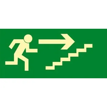 Únikové schodiště vpravo nahoru, fólie 30,0 x 15,0 cm