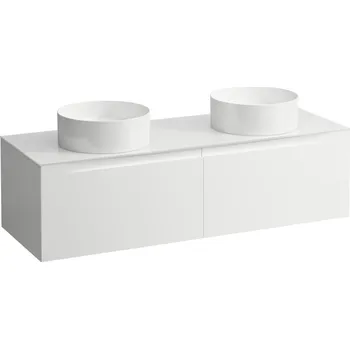 Nábytek LAUFEN ARUN - zásuvkový element 1400, se 2 zásuvkami, s výřezem vlevo a vpravo, se skleněnou vrchní deskou, H4181341519991