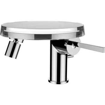 Vodovodní baterie Kartell LAUFEN - bidetová stojánková páková baterie (Disk), vč. 1 plastového disku v provedení transparent, s ovládáním táhla automatické výpusti, bez automatické výpusti, chrom, H3413310041131