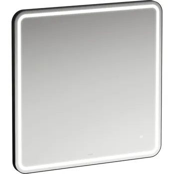 Zrcadlo LAUFEN BASE 2.0 - zrcadlo, čtverec, 800 s ambientním LED osvětlením, 1 dotykový senzor (vypínač / změna teploty barev 3000–6000 K), hliníkový rám černý matný, IP44, H4443811084501