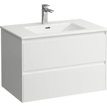 Umyvadlo LAUFEN PRO S - umyvadlo 'slim' se skříňkou 800 mm, se 2 zásuvkami, vč. dělícího systému do zásuvek, H8649652601041, 1 otvor pro baterii, středový