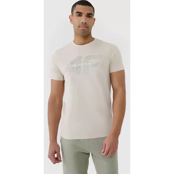 Pánské tričko 4F Pánské tričko 4FWSS25TTSHM2004 krémové