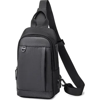 Golden Wolf batoh přes rameno s USB Hans Černý 4L Golden Wolf 97k-cube