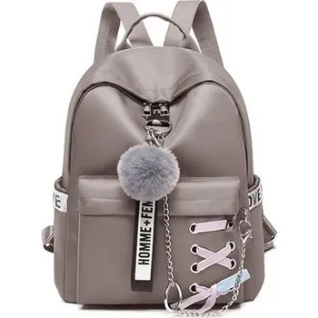 Dívčí střední batoh s řetízkem vázáním nápisy Šedý, Model Bez přívěšku Lifestyle 97k-cube