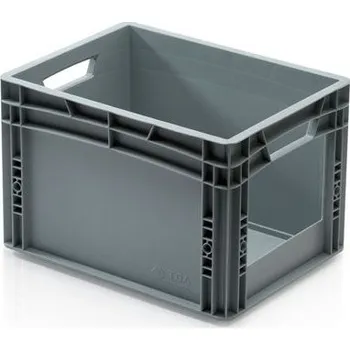 Šedá přepravka s vkladovým oknem 40 x 30 x 27 cm, EURO