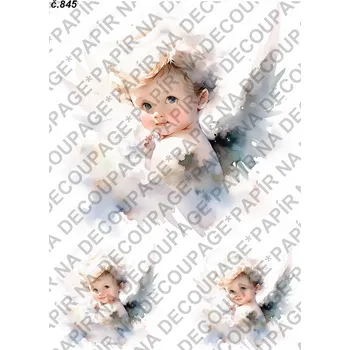 Umělecký papír Rýžový a soft papír na decoupage - Andílek, cherubínek - KB0845 Materiál: Soft, Rozměr: A4