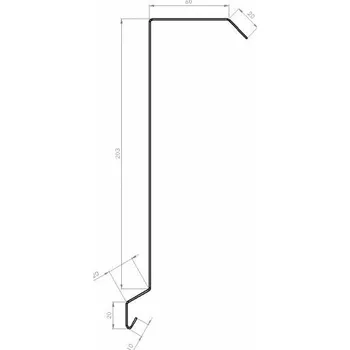 Závětrná lišta horní r.š. 330mm Barva: RAL 9006 - Stříbrná, Materiál: Lakovaný pozinkovaný plech LESK