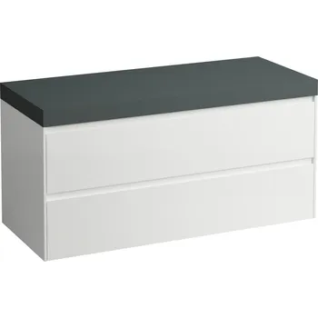 Koupelnový nábytek LAUFEN LANI - modulární sestava 1200, umyvadlová deska 65 mm (.266 šedá traffic), bez výřezu, se 2 zásuvkami, H4055701122601