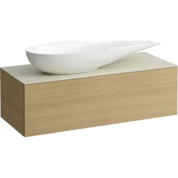 LAUFEN ILBAGNOALESSI - zásuvkový element 1200, s jednou zásuvkou, s výřezem vlevo, s vrchní deskou Calce Avorio, pro umyvadlo H818974, H4313220972501