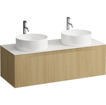 Koupelnový nábytek LAUFEN ARUN - zásuvkový element 1200, s jednou zásuvkou, s výřezem vlevo a vpravo, s vrchní deskou Ardesia Bianca vč. otvoru pro baterii, H4141291512501