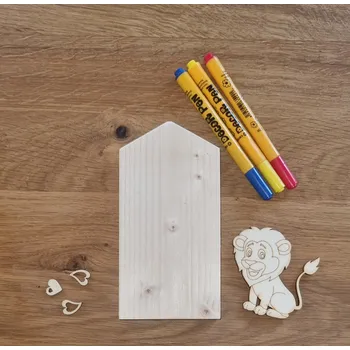 kreativní sada Dřevěný domeček a lev - polotovar k dotvoření