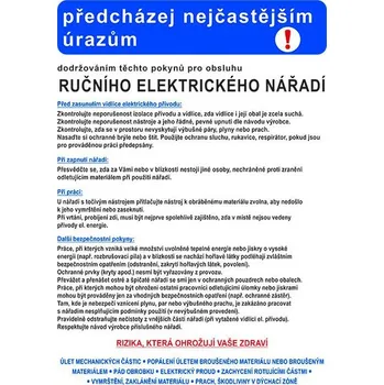 Pravidla bezpečné práce pro ruční elektrické nářadí, Plast A3