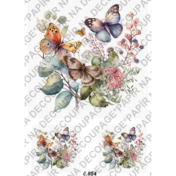 Výtvarný papír Rýžový a soft papír na decoupage - Motýli - KB0854 Materiál: Rýžový papír, Rozměr: A4
