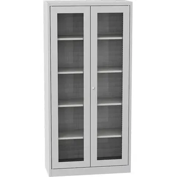 Skříňka na nářadí Univerzální skříň, 2 PROSKLENÉ dveře, 1950 x 950 x 400 mm, ŠEDÁ