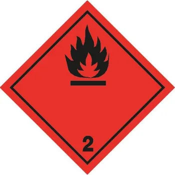 Značka ADR č. 2.1 černý plamen - pevná na plechu (25 x 25 cm)