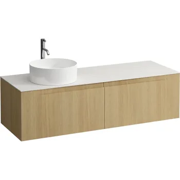 Nábytek LAUFEN ARUN - zásuvkový element 1400, se 2 zásuvkami, s výřezem vlevo, s vrchní deskou Ardesia Bianca vč. otvoru pro baterii, H4141361512501