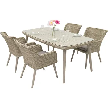 Jídelní set DEOKORK Zahradní ratanová sestava VICTORIA 1+4 (béžová)