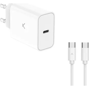 Ksix nabíječka Ksix 30 W, PPS, PD, Ultra fast charge, USB-C + 60 W USB-C/ USB-C kabel 1m + kabel USB-C na USB-C
