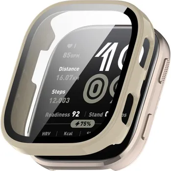 Příslušenství k chytrým hodinkám VSECHNONAMOBIL 108020 PC FULL COVER Plastový kryt se sklem pro Amazfit Bip 6 IVORY WHITE